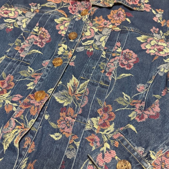 Coldwater Creek Floral Tapestry Denim Jacket – Petite Large - Picture 4 of 6